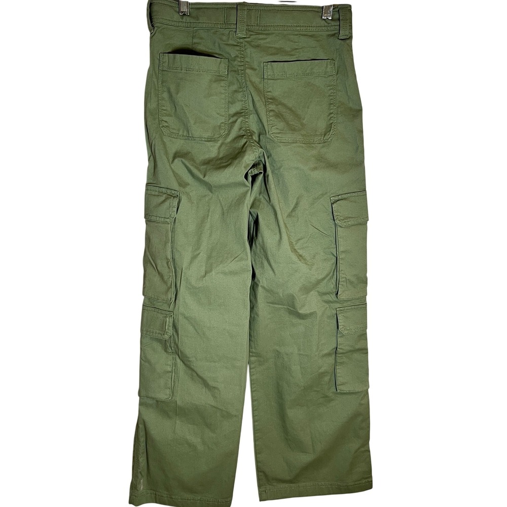 Abercrombie Kids Cargo Pants Kids 15/16 Regular Olive Green Wide Leg Utility New - Picture 2 of 11